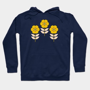 Mod yellow Scandinavian flowers Hoodie